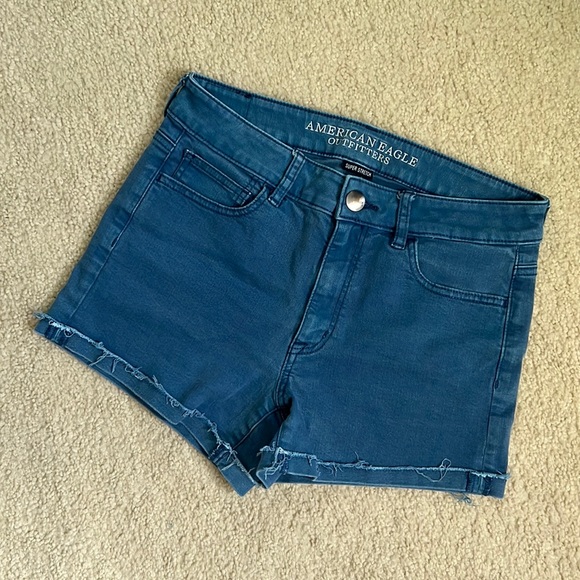 Blue hi-rise shorts - Picture 2 of 4